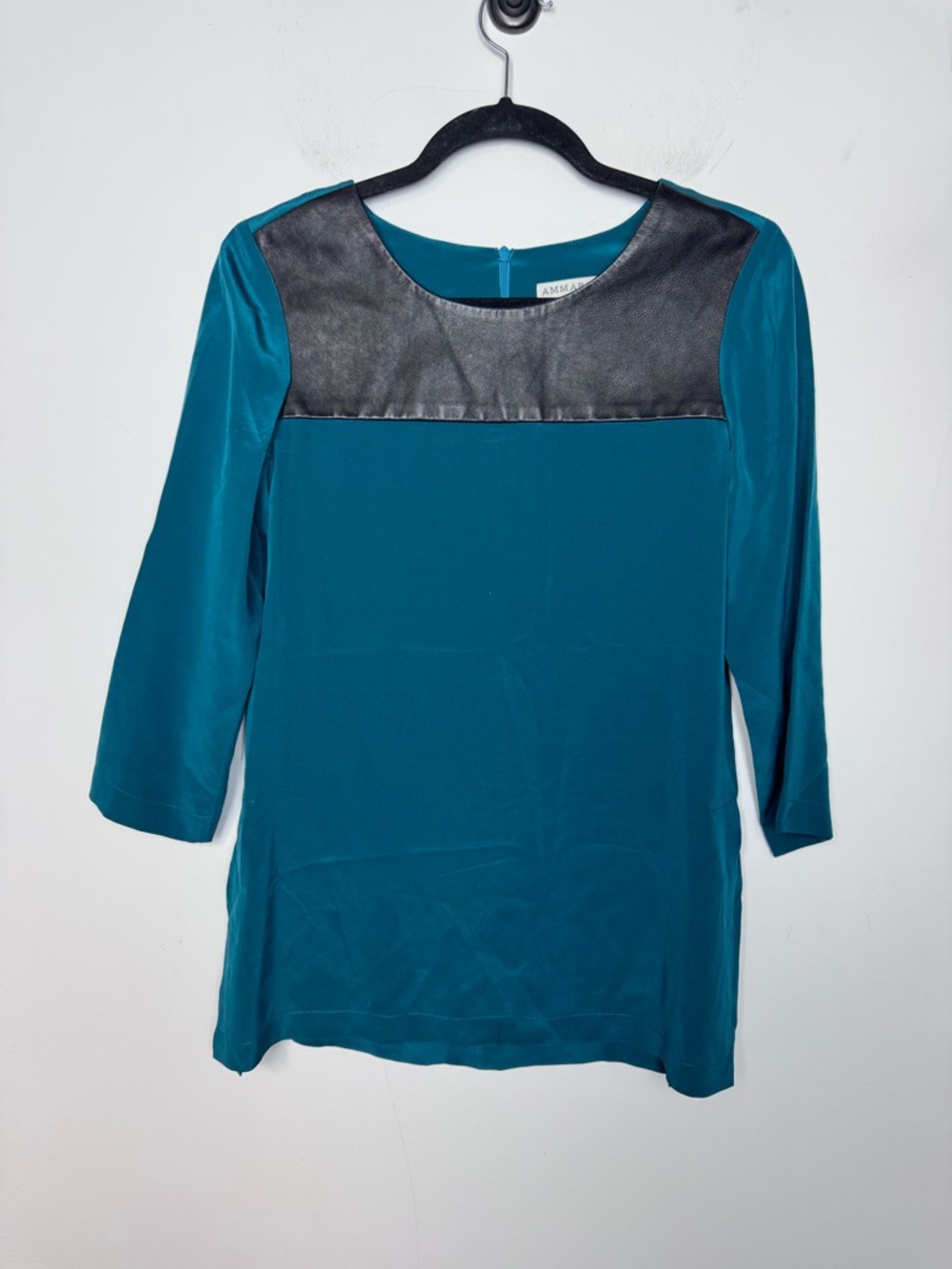 Ammara blue Silk and Leather Blouse